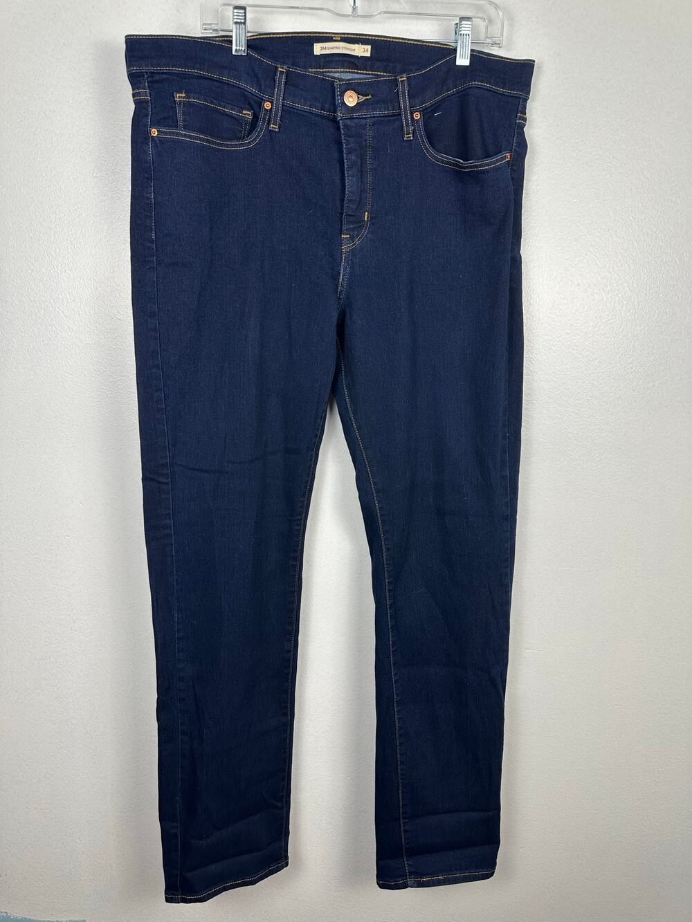 Levi's 314 Women's Shaping Straight Jeans Size 34 Dark Wash Indigo Blue Denim